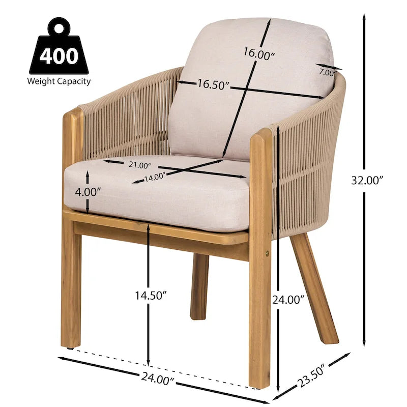 Christopher Knight Home - Chaise de salle à manger d'extérieur Eleanor en bois d'acacia (lot de 2)