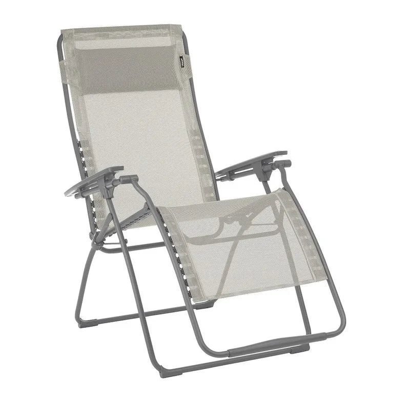 Fauteuil zéro gravité d'extérieur en acier de 76 cm (30 pouces) avec assise rembourrée en toile - 76 x 90 x 125 cm (29,9 x 35,4 x 49,2 pouces)