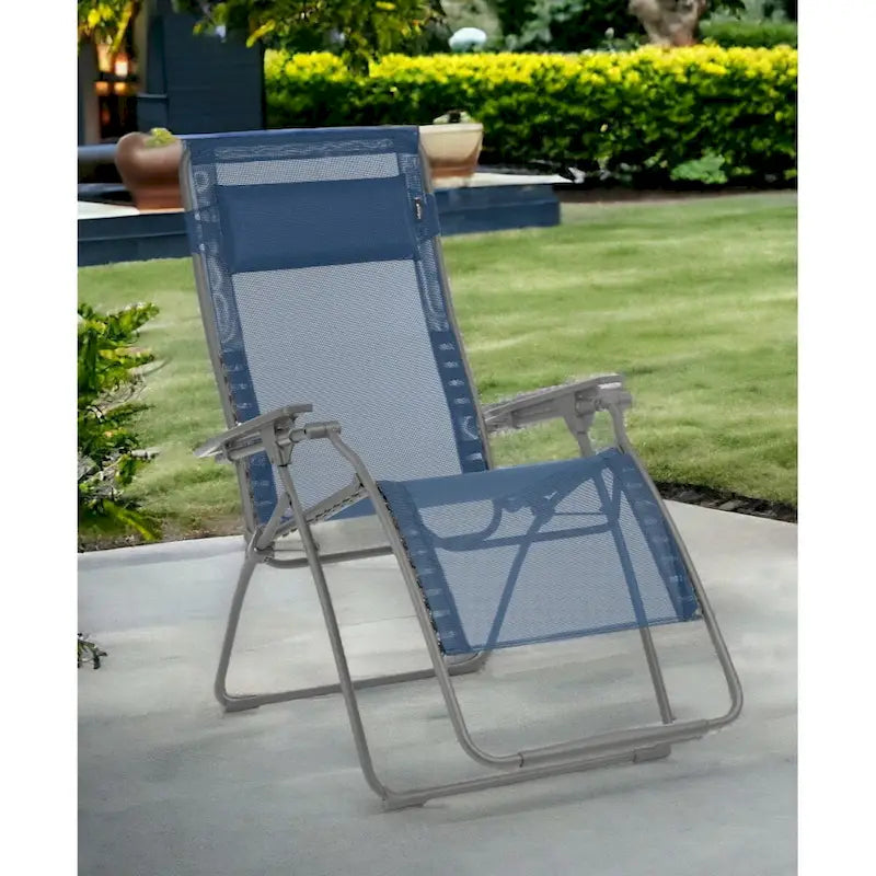 Fauteuil zéro gravité d'extérieur en acier de 76 cm (30 pouces) avec assise rembourrée en toile - 76 x 90 x 125 cm (29,9 x 35,4 x 49,2 pouces)