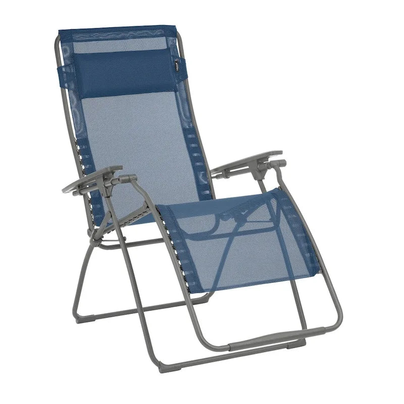 Fauteuil zéro gravité d'extérieur en acier de 76 cm (30 pouces) avec assise rembourrée en toile - 76 x 90 x 125 cm (29,9 x 35,4 x 49,2 pouces)
