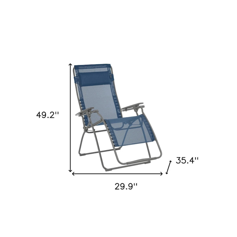 Fauteuil zéro gravité d'extérieur en acier de 76 cm (30 pouces) avec assise rembourrée en toile - 76 x 90 x 125 cm (29,9 x 35,4 x 49,2 pouces)