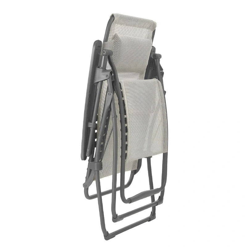 Fauteuil zéro gravité d'extérieur en acier de 76 cm (30 pouces) avec assise rembourrée en toile - 76 x 90 x 125 cm (29,9 x 35,4 x 49,2 pouces)