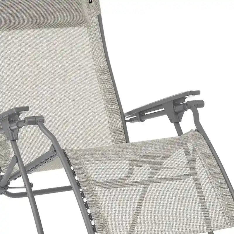 Fauteuil zéro gravité d'extérieur en acier de 76 cm (30 pouces) avec assise rembourrée en toile - 76 x 90 x 125 cm (29,9 x 35,4 x 49,2 pouces)