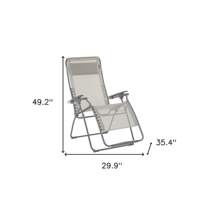 Fauteuil zéro gravité d'extérieur en acier de 76 cm (30 pouces) avec assise rembourrée en toile - 76 x 90 x 125 cm (29,9 x 35,4 x 49,2 pouces)