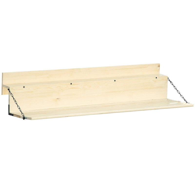 Table suspendue de balcon Outsunny, bar pliable en bois d'épicéa, table de service et bureau, convient aux personnes jusqu'à 10 cm d'épaisseur, naturel