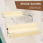 Table suspendue de balcon Outsunny, bar pliable en bois d'épicéa, table de service et bureau, convient aux personnes jusqu'à 10 cm d'épaisseur, naturel