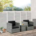Ensemble bistro de patio Outsunny 3 pièces en résine tressée, mobilier d'extérieur en rotin PE tressé à la main pour véranda, jardin ou porche avec table basse