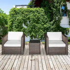 Ensemble bistro de patio Outsunny 3 pièces en résine tressée, mobilier d'extérieur en rotin PE tressé à la main pour véranda, jardin ou porche avec table basse