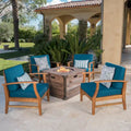 Ensemble de conversation avec table et feu de camp Mark Outdoor 5 pièces par Christopher Knight Home