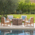 Ensemble de conversation avec table et feu de camp Mark Outdoor 5 pièces par Christopher Knight Home