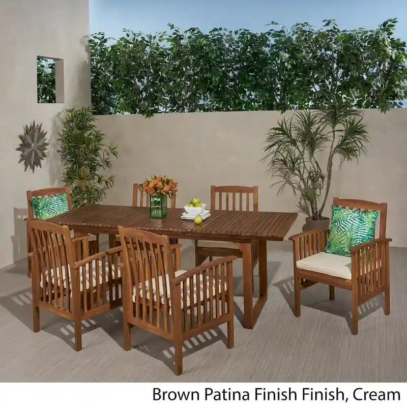 Ensemble de salle à manger d'extérieur extensible Sorrento 6 places en bois d'acacia par Christopher Knight Home