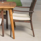 Ensemble de salle à manger rectangulaire en bois 7 pièces Talbot Outdoor avec coussins par Christopher Knight Home
