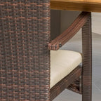 Ensemble de salle à manger rectangulaire en bois 7 pièces Talbot Outdoor avec coussins par Christopher Knight Home