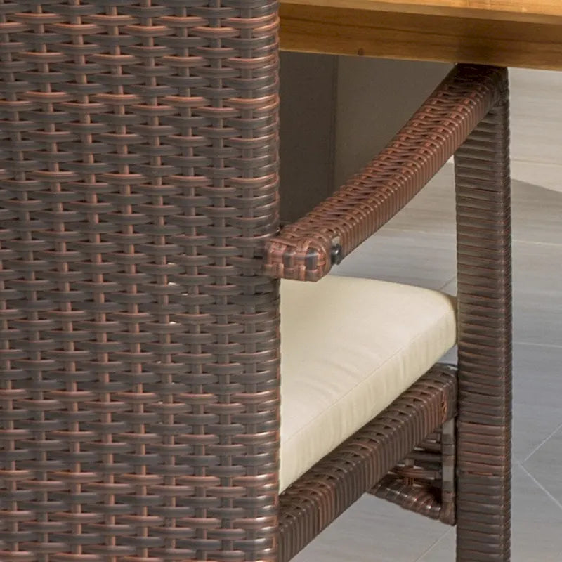 Ensemble de salle à manger rectangulaire en bois 7 pièces Talbot Outdoor avec coussins par Christopher Knight Home