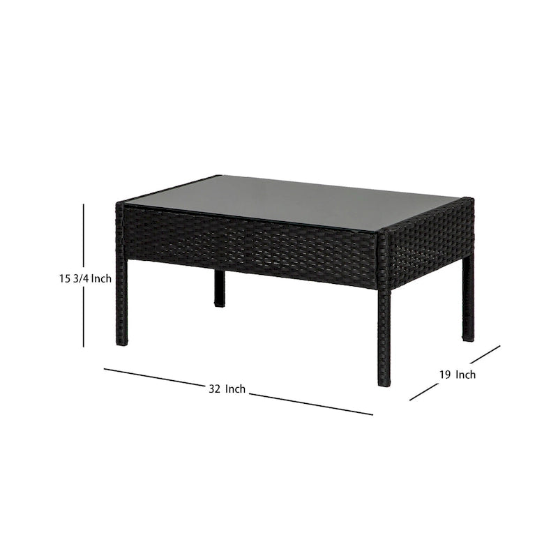 Ensemble de conversation Sonoma 4 pièces en résine tressée résistante aux intempéries avec coussins et table basse