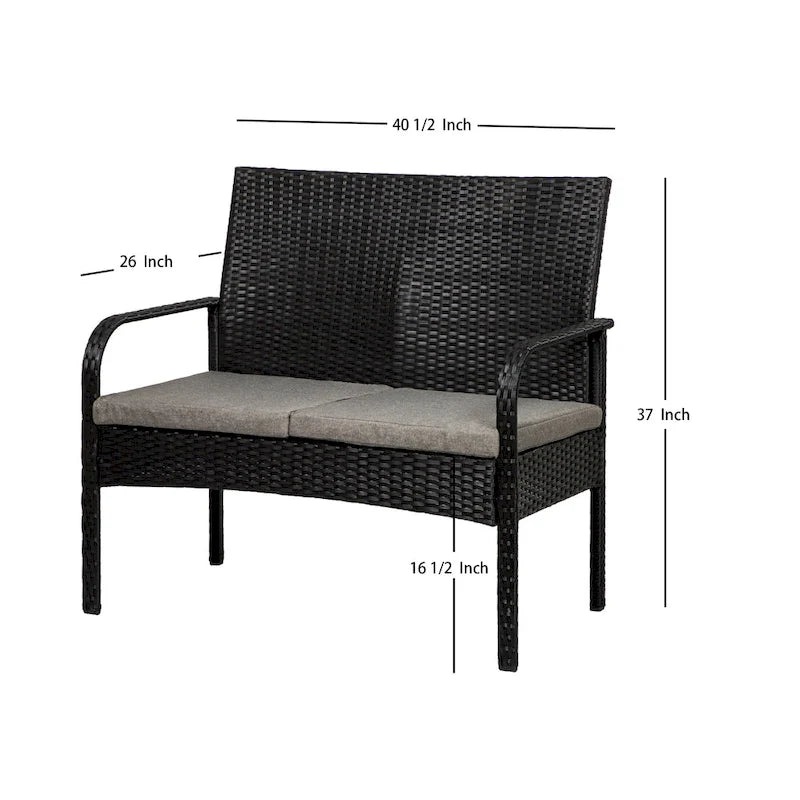 Ensemble de conversation Sonoma 4 pièces en résine tressée résistante aux intempéries avec coussins et table basse