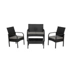 Ensemble de conversation Sonoma 4 pièces en résine tressée résistante aux intempéries avec coussins et table basse