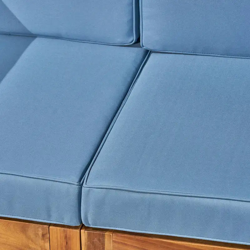 Ensemble canapé d'angle en acacia Oana Outdoor en forme de U, 8 places, avec foyer extérieur, par Christopher Knight Home