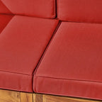 Ensemble canapé d'angle en acacia Oana Outdoor en forme de U, 8 places, avec foyer extérieur, par Christopher Knight Home