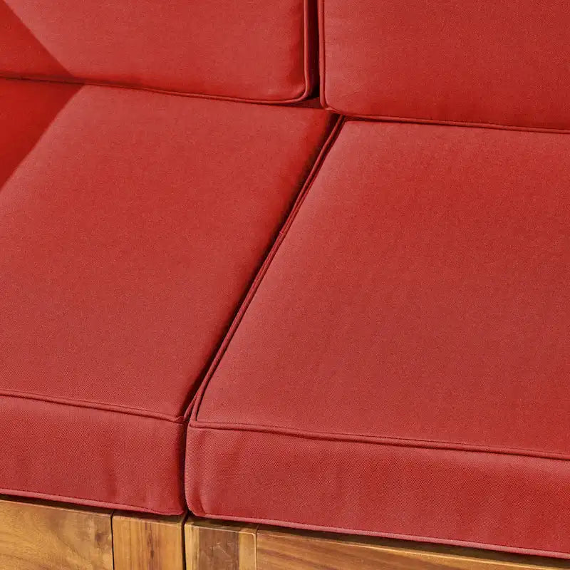 Ensemble canapé d'angle en acacia Oana Outdoor en forme de U, 8 places, avec foyer extérieur, par Christopher Knight Home