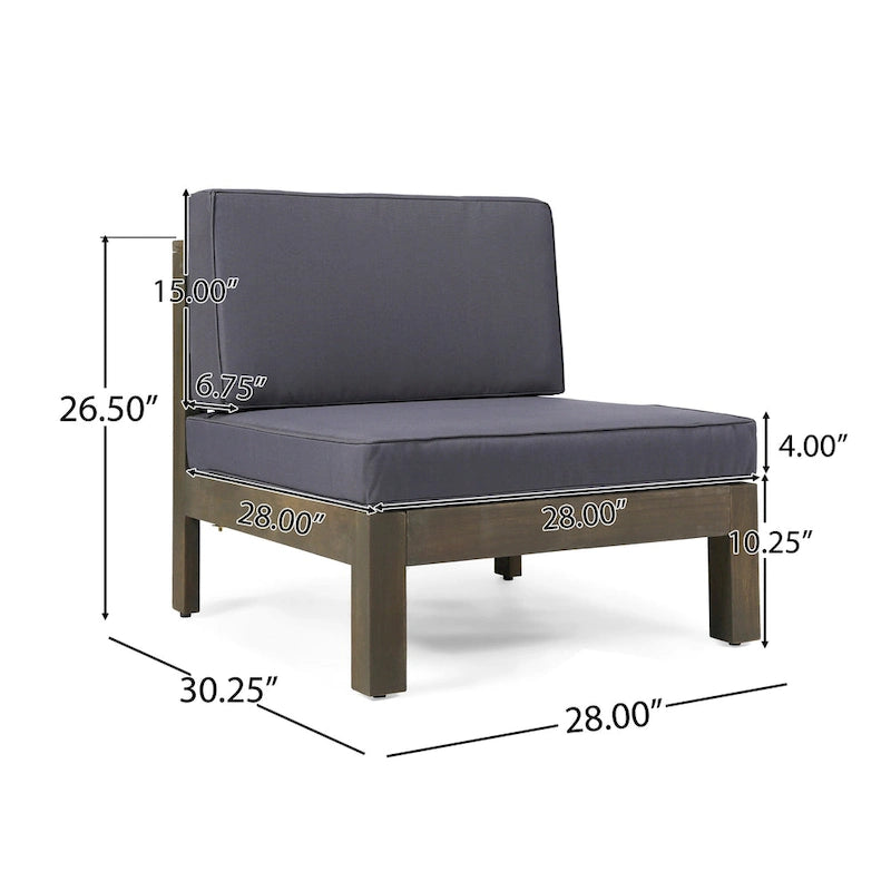 Ensemble canapé d'angle en acacia Oana Outdoor en forme de U, 8 places, avec foyer extérieur, par Christopher Knight Home