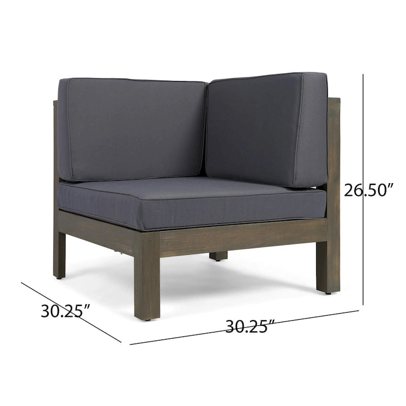 Ensemble canapé d'angle en acacia Oana Outdoor en forme de U, 8 places, avec foyer extérieur, par Christopher Knight Home