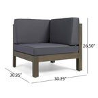 Ensemble canapé d'angle en acacia Oana Outdoor en forme de U, 8 places, avec foyer extérieur, par Christopher Knight Home