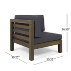 Ensemble canapé d'angle en acacia Oana Outdoor en forme de U, 8 places, avec foyer extérieur, par Christopher Knight Home