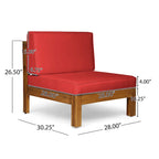 Ensemble canapé d'angle en acacia Oana Outdoor en forme de U, 8 places, avec foyer extérieur, par Christopher Knight Home