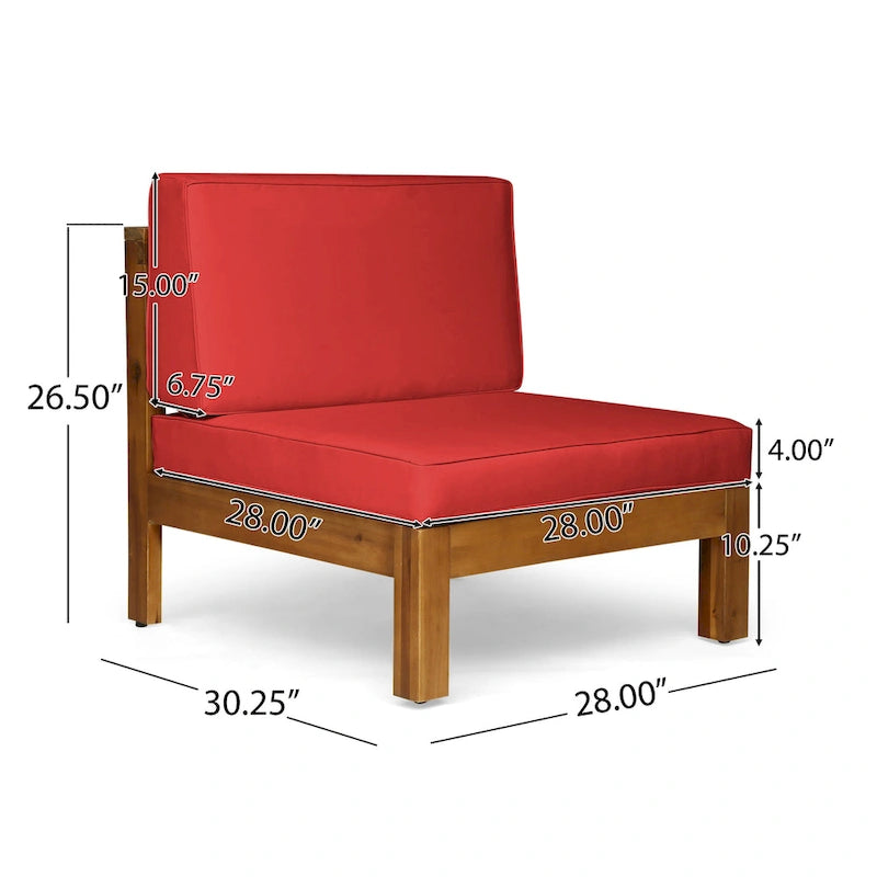 Ensemble canapé d'angle en acacia Oana Outdoor en forme de U, 8 places, avec foyer extérieur, par Christopher Knight Home