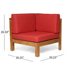 Ensemble canapé d'angle en acacia Oana Outdoor en forme de U, 8 places, avec foyer extérieur, par Christopher Knight Home