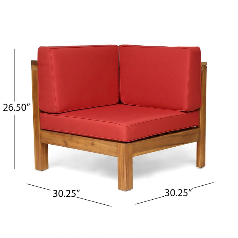 Ensemble canapé d'angle en acacia Oana Outdoor en forme de U, 8 places, avec foyer extérieur, par Christopher Knight Home