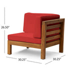 Ensemble canapé d'angle en acacia Oana Outdoor en forme de U, 8 places, avec foyer extérieur, par Christopher Knight Home