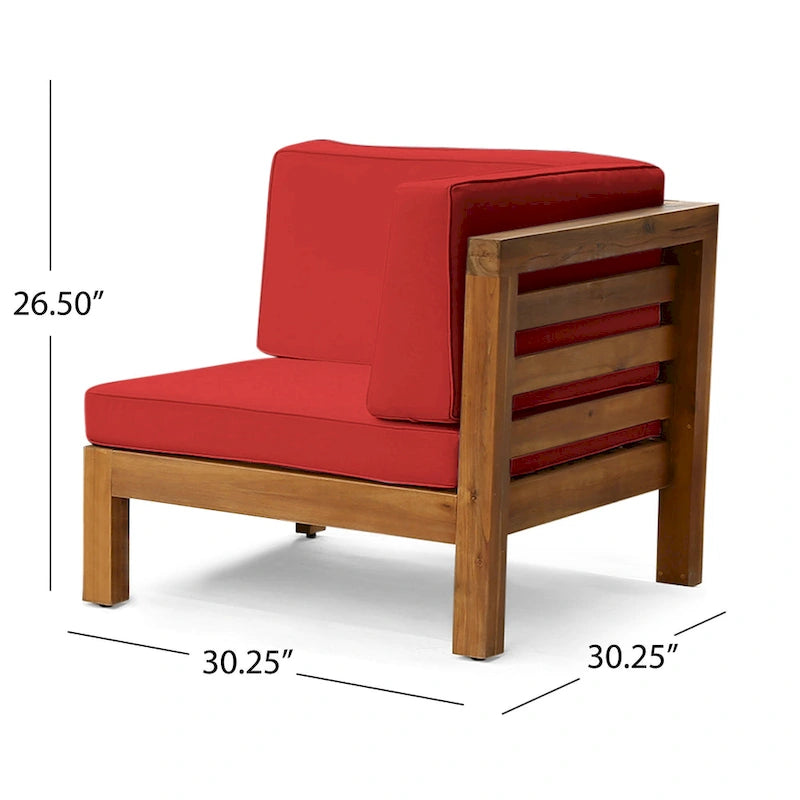 Ensemble canapé d'angle en acacia Oana Outdoor en forme de U, 8 places, avec foyer extérieur, par Christopher Knight Home