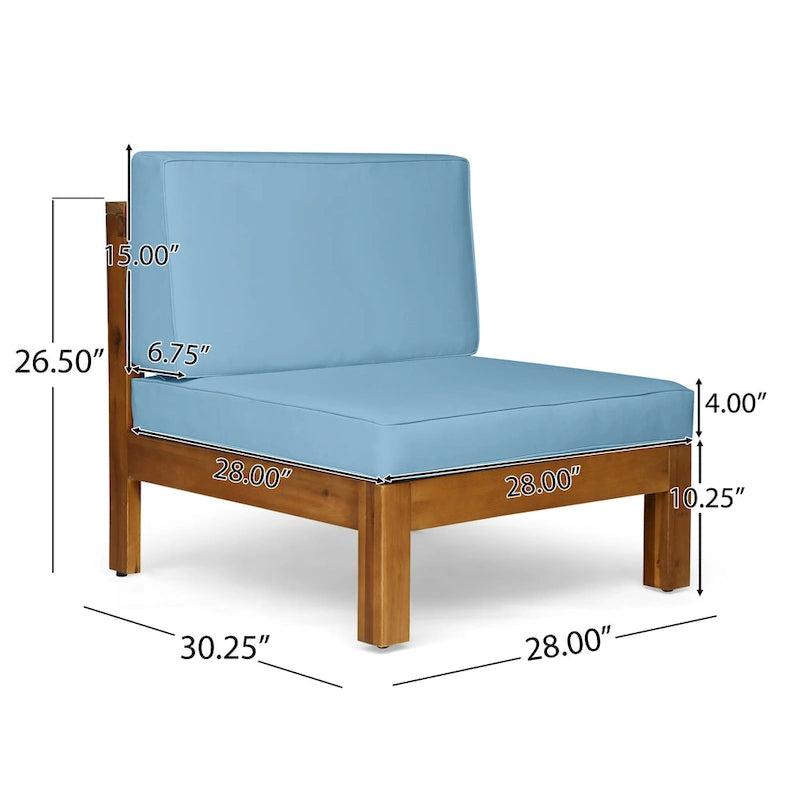 Ensemble canapé d'angle en acacia Oana Outdoor en forme de U, 8 places, avec foyer extérieur, par Christopher Knight Home