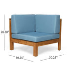 Ensemble canapé d'angle en acacia Oana Outdoor en forme de U, 8 places, avec foyer extérieur, par Christopher Knight Home