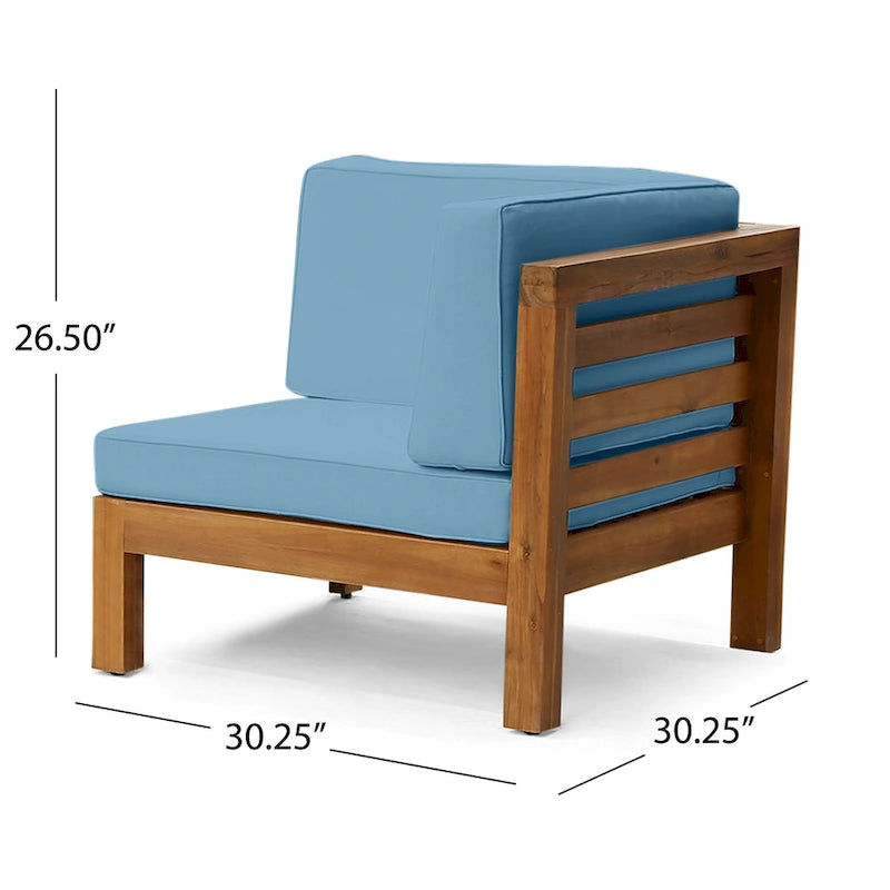 Ensemble canapé d'angle en acacia Oana Outdoor en forme de U, 8 places, avec foyer extérieur, par Christopher Knight Home