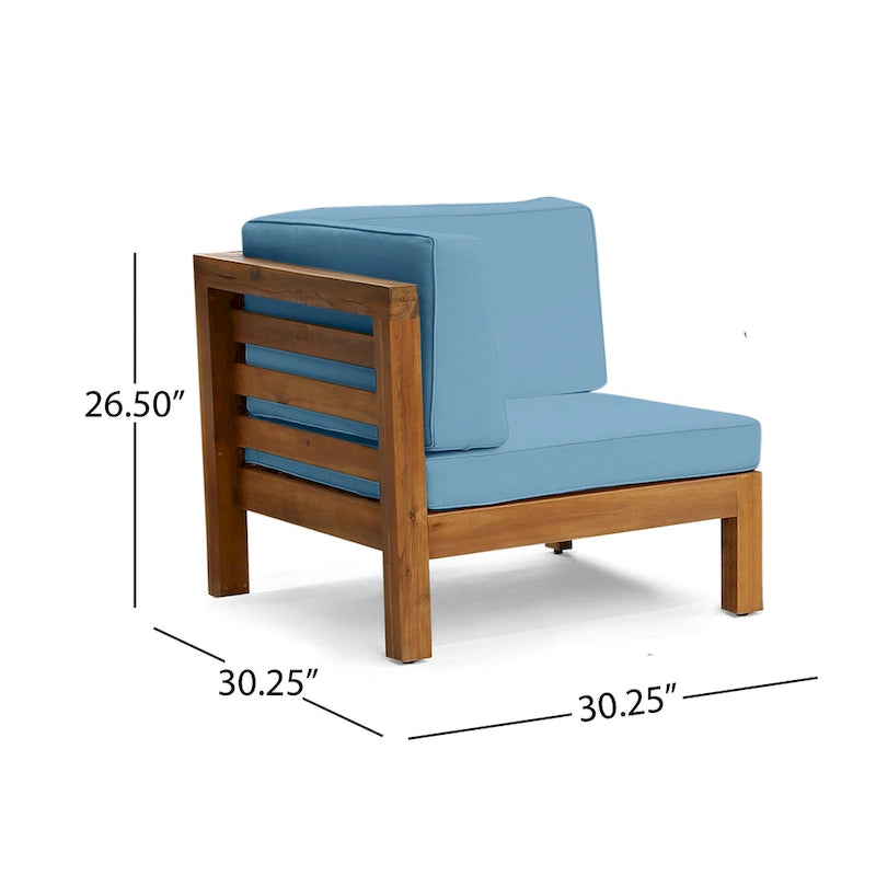 Ensemble canapé d'angle en acacia Oana Outdoor en forme de U, 8 places, avec foyer extérieur, par Christopher Knight Home