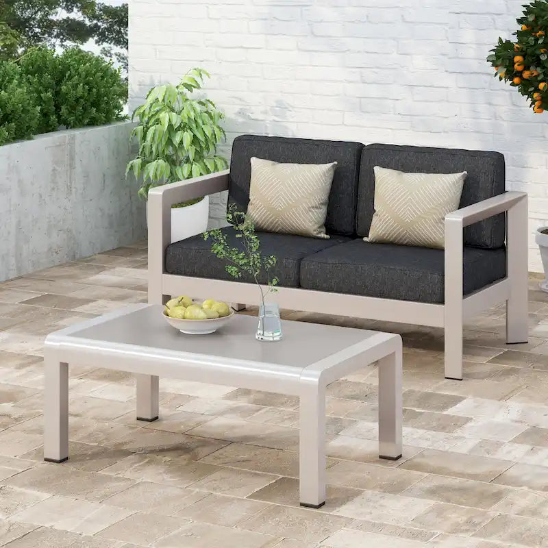 Canapé deux places et table basse Aviara en aluminium de Christopher Knight Home