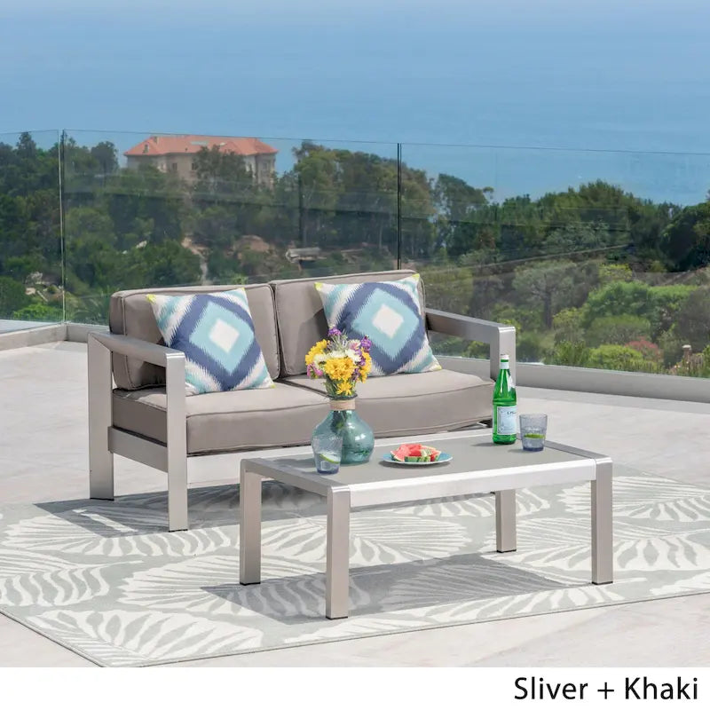 Canapé deux places et table basse Aviara en aluminium de Christopher Knight Home