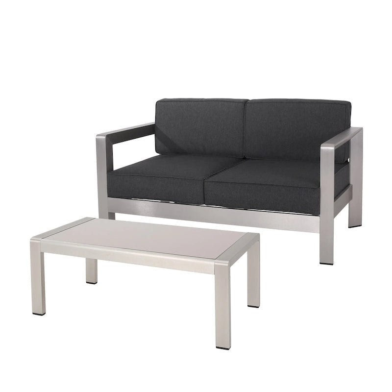 Canapé deux places et table basse Aviara en aluminium de Christopher Knight Home