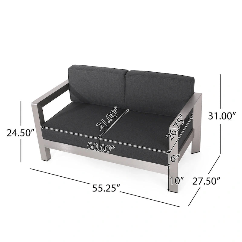Canapé deux places et table basse Aviara en aluminium de Christopher Knight Home