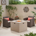 Ensemble de conversation Houston Outdoor 2 places en osier imprimé avec foyer, par Christopher Knight Home