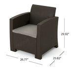 Ensemble de conversation Houston Outdoor 2 places en osier imprimé avec foyer, par Christopher Knight Home