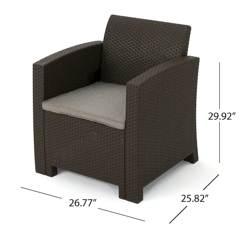 Ensemble de conversation Houston Outdoor 2 places en osier imprimé avec foyer, par Christopher Knight Home