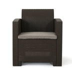 Ensemble de conversation Houston Outdoor 2 places en osier imprimé avec foyer, par Christopher Knight Home