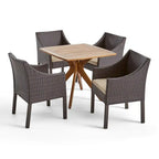 Ensemble de salle à manger d'extérieur Taquile 5 pièces en bois et osier par Christopher Knight Home