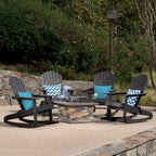 Ensemble de 5 chaises berçantes Adirondack Marrion Outdoor avec foyer extérieur par Christopher Knight Home