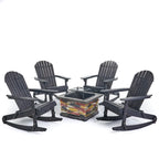 Ensemble de 5 chaises berçantes Adirondack Marrion Outdoor avec foyer extérieur par Christopher Knight Home