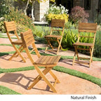 Chaises de salle à manger pliantes d'extérieur Positano en bois d'acacia (lot de 4) par Christopher Knight Home